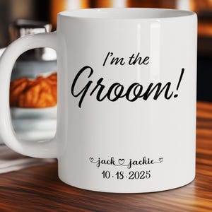 Taza personalizada para el novio con nombres y fecha personalizados, regalo perfecto de compromiso para el prometido/a, celebración del futuro novio, embalaje ecológico.