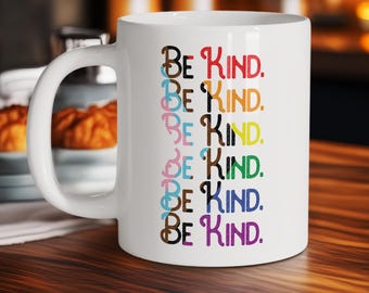 Be Kind. Progress Pride Flag Mug, LGBTQ Coffee Cup, LGBTQ Gifts, Rainbow Pride Mug, LGBTQ Pride Mug