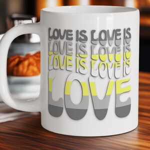 Love Is Love Demigender Pride Flag Mug, LGBTQ Coffee Cup, LGBTQ Gifts, Rainbow Pride Mug, LGBTQ Pride Mug, Gift,  Gift for Her