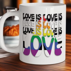 Love Is Love Straight Ally Pride Flag Mug, LGBTQ Coffee Cup, LGBTQ Gifts, Rainbow Pride Mug, LGBTQ Pride Mug, Gift,  Gift for Her