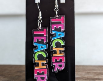 Wooden Teacher Earrings - Lightweight Teardrop Dangle Earrings For Educators, Perfect Teacher Appreciation Gift, Back To School Jewelry