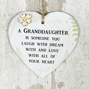 A Special Granddaughter Laugh Love And Dream Wooden Heart Sign