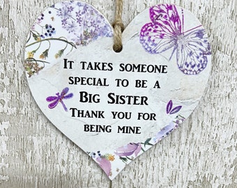 Special Big Sister Family Friendship Wooden Heart Sign