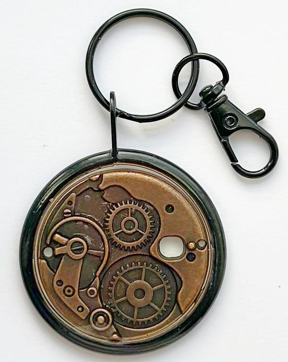 Portachiavi/portachiavi Steampunk nero e rame Handmade Genius At