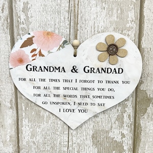 Thank You Amazing Grandma And Grandad Wooden Gift Heart Sign