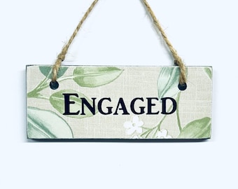 Beautiful Engaged Vacant Double Sided Rectangle  Door Sign Wooden Plaque