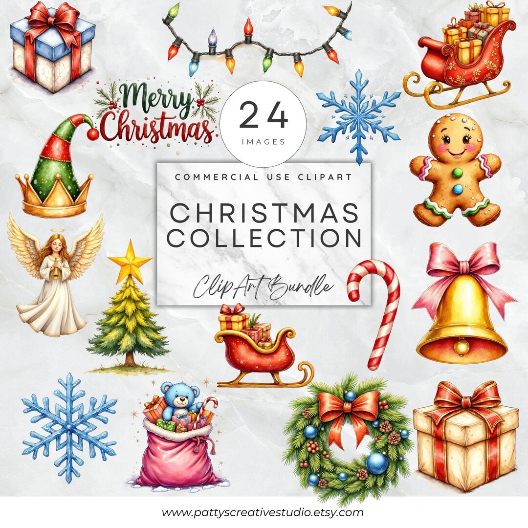 Christmas Collection Clipart Bundle Graphics PNG Holiday Christmas ...