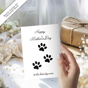 Carte du meilleur chien pour maman de tous les temps, empreintes de pattes, cadeau pour la fête des mamans, carte de voeux imprimable à téléchargement numérique