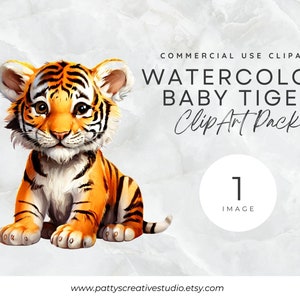 Cute Baby Tiger 1 Image Clipart Animal Watercolor Cute Baby Tiger Cub Clipart Baby Animal Instant Digital Download 300DPI Commercial Use