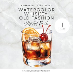 Whiskey Old Fashion Glass Clipart 1 Image Digital Paper Craft Whiskey Drink Clipart PNG Card Party Invitation Clipart Alcohol Clipart PNG