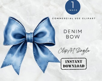 Blau Denim Schleife Coquette 1 Bild Clipart PNG Aquarell zum ausdrucken Western Denim Jeans Schleife Clipart PNG Wand Kunst Papier Handwerk Einladen Scrapbooking