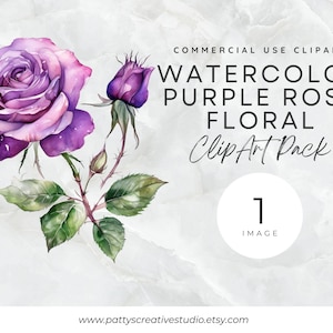 Purple Rose Flower 1 Image Clipart Purple Rose Watercolor Floral Clipart Romantic Flower Wedding Birthday Invitation Card Making Scrapbook