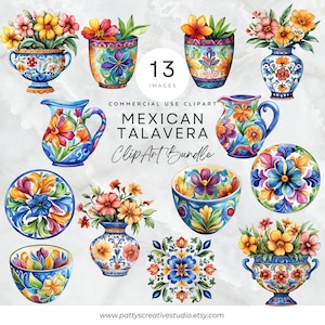 Mexican Talavera Clipart Set Beautiful Mosaic Designs Bundle Vibrant Mexican Art Home Deco ClipArt Wall Art Invitation DIY Crafts PNG