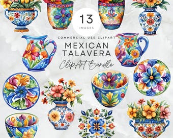 Mexican Talavera Clipart Set Beautiful Mosaic Designs Bundle Vibrant Mexican Art Home Deco ClipArt Wall Art Invitation DIY Crafts PNG