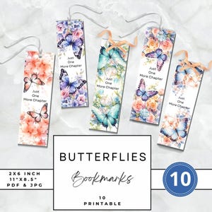 Segnalibri floreali con farfalle, set stampabile da 10 segnalibri digitali per amanti dei libri, download in PDF, regalo perfetto per amanti dei libri, fiori e farfalle