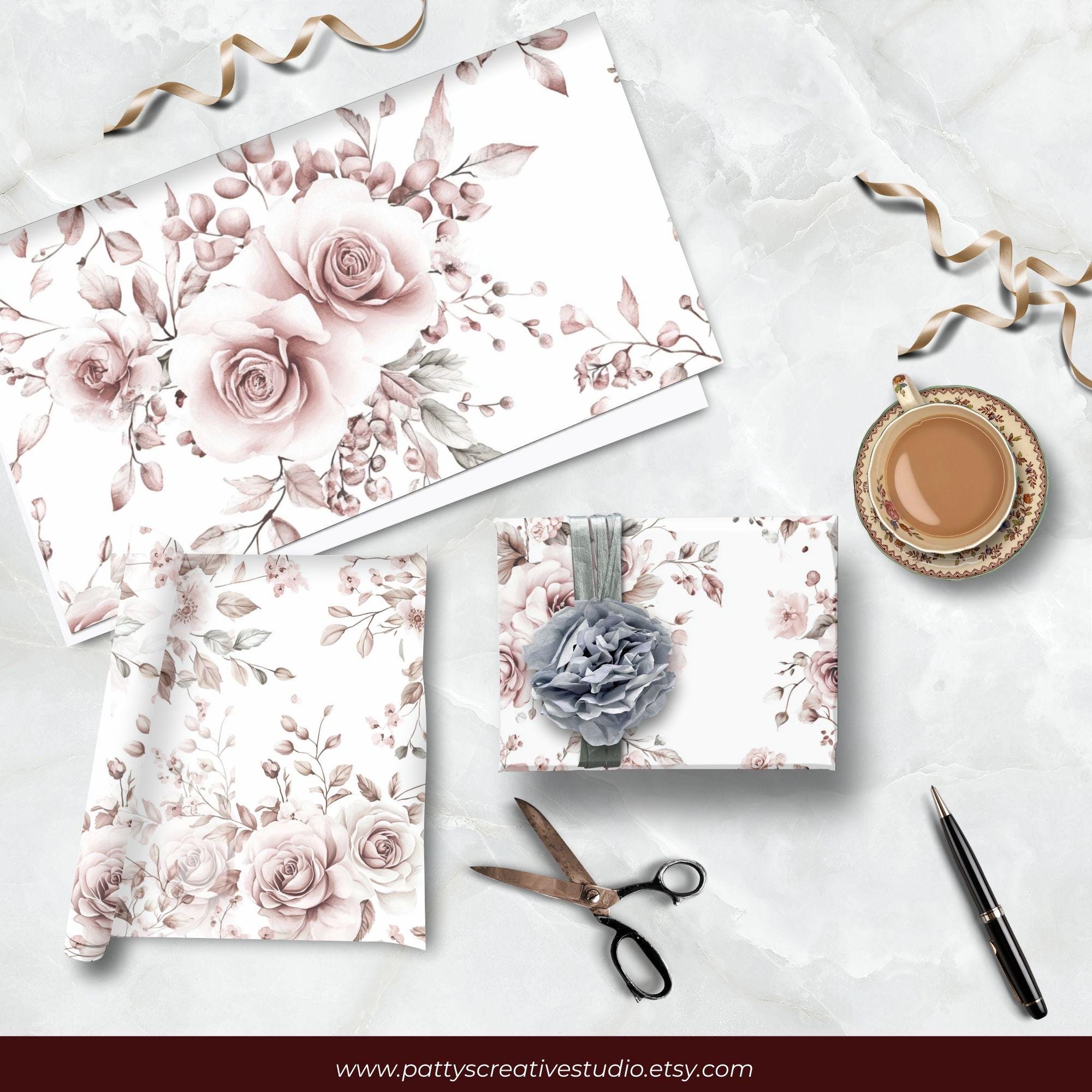 Dusty Rose Seamless Digital Paper Pattern Background Dusty Rose Floral ...