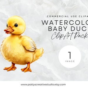 Cute Yellow Baby Duck 1 Image Clipart Yellow Watercolor Cute Baby Duck Clipart Baby Animal Instant Digital Download 300DPI Commercial Use