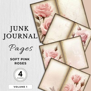 Soft Pink Roses Junk Journal Digital Paper Pages Roses Printable Texture Paper Floral Pages Scrapbooking Craft Paper Filler Paper Ephemera