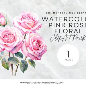 Pink Rose Flower 1 Image Clipart Pink Rose Watercolor Floral Clipart Romantic Flower Wedding Birthday Invite Card Making Wall Art Craft PNG