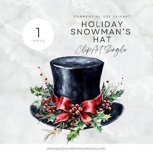 Bonhomme de neige chapeau Clipart Noël PNG en téléchargement numérique mignon bonhomme de neige chapeau vacances fête Invitations artisanat Clipart bonhomme de neige haut de forme art mural