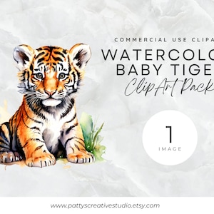 Cute Baby Tiger 1 Image Clipart Animal Watercolor Cute Baby Tiger Cub Clipart Baby Animal Instant Digital Download 300DPI Commercial Use