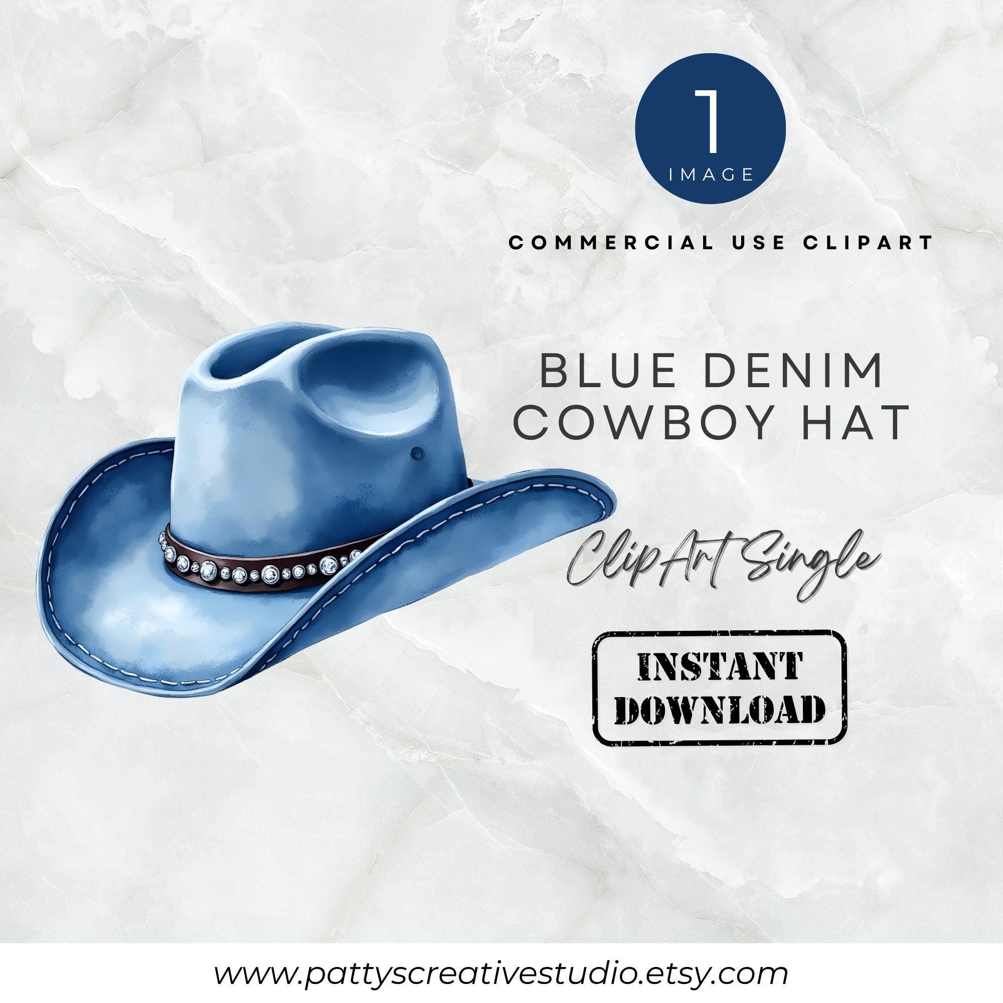 Denim Cowgirl Hat With Rhinestones - Etsy