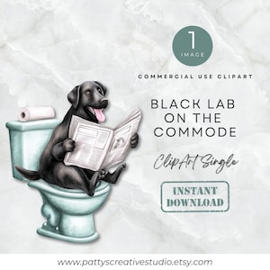 Black Lab on the Commode 1 afbeelding clipart dier aquarel grappige zwarte labrador hond clipart png Hondenrassen dom huisdier portret hondenliefhebber png