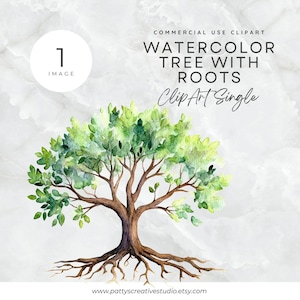 Family Tree with Roots 1 Image Clipart Watercolor Tree with Roots Clipart Tree of Life Element Invite Card Clipart Wall Art Woodland Crafts