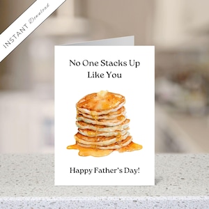 Keiner stapelt sich wie Sie Vatertagskarte Druckbarer digitaler Download, Happy Father's Day Pancake Card ein einzigartiges Geschenk für Blank in JPG