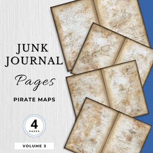 Vintage Pirate Treasure Maps Junk Journal Digital Paper Pages Old Pirate Maps Printable Texture Floral Pages Scrapbook Craft Filler Papers