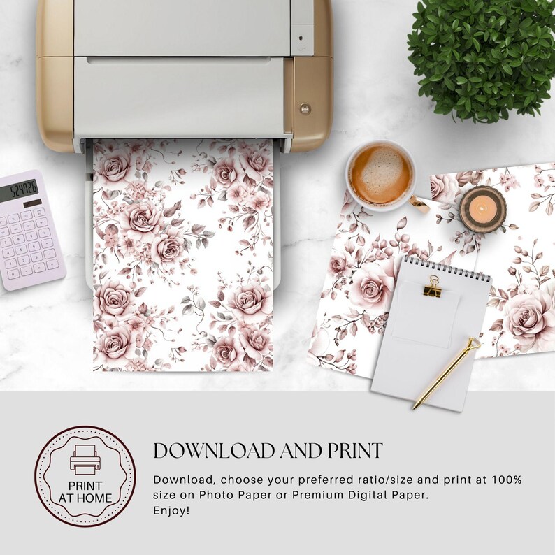 Dusty Rose Seamless Digital Paper Pattern Background Dusty Rose Floral ...