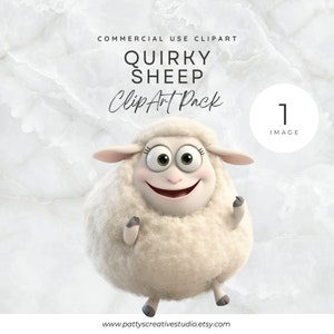 Quirky Whimsical Sheep Watercolor 1 Image Clipart Happy Farm Sheep Watercolor Clipart Funny Sheep Faces Digital Clipart Party Invitation