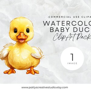 Cute Yellow Baby Duck 1 Image Clipart Yellow Watercolor Cute Baby Duck Clipart Baby Animal Instant Digital Download 300DPI Commercial Use