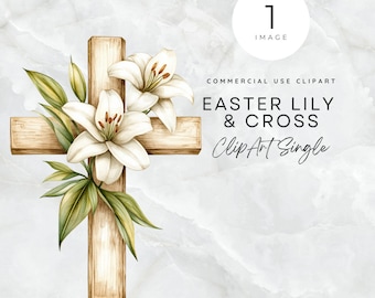 Easter Cross Wooden Clipart Religious Digital Art Christen Watercolor Lily Cross Single Art Home Wall Deco Easter Invite Designs Scrapbook