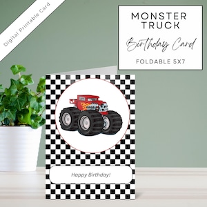 Monster Truck-verjaardagskaart voor kleine jongens Leuk ontwerp voor elke leeftijd Digitale download Perfect voor verjaardagsfeestjes zoon, kleinzoon of neef