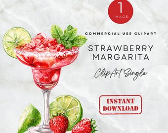 Copa de margarita de fresa, clipart 1 imagen, papel digital, artesanía, copa de margarita, clipart PNG, tarjeta, parte, invitación, arte de pared, barra de firma, bebida PNG