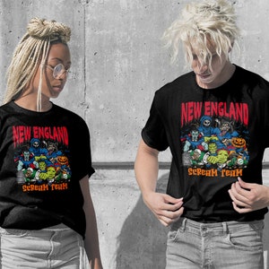 Vintage New England Football Tshirt For New England Fan Halloween Football Shirt Retro Halloween New England Shirt Scream Team, Black Unisex