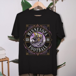 Vintage Minnesota Football T-Shirt für Fan Minnesota Vintage Tshirt Übergroßes Minnesota Nordic Football Shirt, Schwarz Unisex