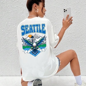 Vintage Seattle voetbalshirt voor Seattle-fan Seattle oversized shirt retro fant-shirt, wit uniseks