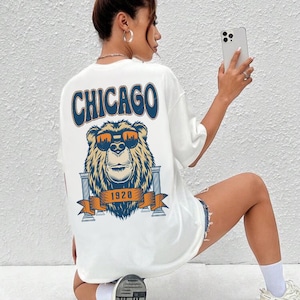 Vintage Chicago Football T-shirt For Chicago Fan Chicago Bay Oversized Shirt Retro Fan Tshirt, White Unisex