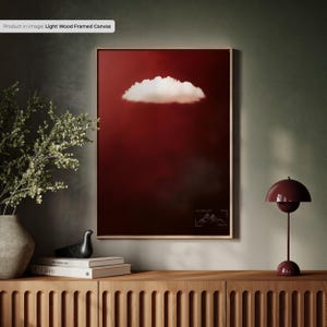 Vintage Cloud Canvas Print: Crimson Sky, Minimalist Wall Art C5