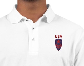 Golfshirt VS - patriottische geborduurde polo heren - militair schild
