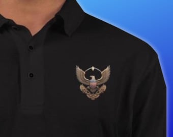 USAゴルフシャツ – 愛国的なメンズ刺繍ポロシャツ – アメリカンイーグルクレスト