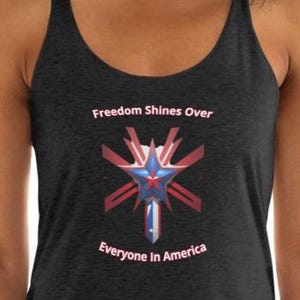 Maglietta patriottica da donna - Canotta da corsa USA - Canotta Freedom Shines