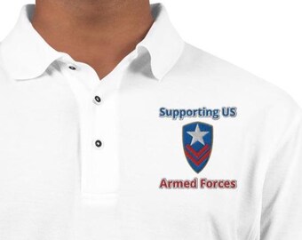 Polo met Amerikaanse vlag– patriottisch geborduurd shirt – ondersteuning van de Amerikaanse strijdkrachten