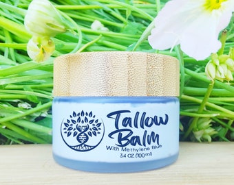 Whipped Grass fed/finished Tallow Balm, infused with Methylene Blue Made with Organic ingredients