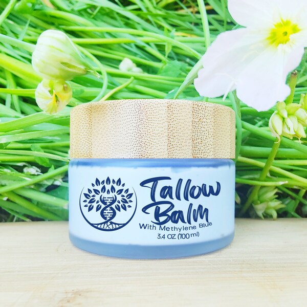 Whipped Grass fed/finished Tallow Balm, infused with Methylene Blue Made with Organic ingredients