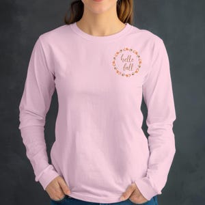 Hallo herfst T-shirt met lange mouwen, katoenen shirt met lange mouw, schattig herfst T-shirt met lange mouw, cadeaus voor haar, leuk cadeau voor haar, herfstshirt met lange mouwen