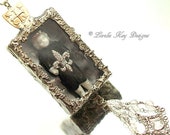 The Royal Frozen Charlotte Doll Soldered Box Necklace Ornament Decoration Miniature Glass Box One-of-a-Kind Assemblage Necklace