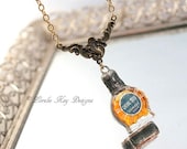 Cheval Blu Tiny Paris Perfume Bottle Necklace Soldered Bottle Jewelry Mixed Media One-of-a-Kind Assemblage Pendant